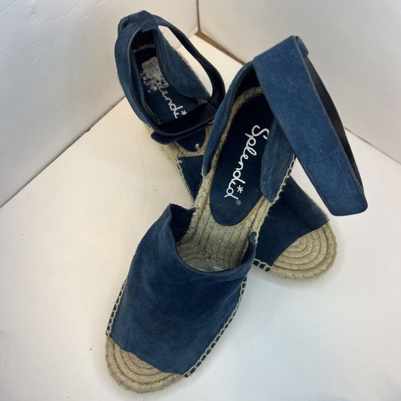 Splendid Jessica Ankewrap Suede Espadrille Wedge Sandals Taupe 7 - Picture 2 of 4